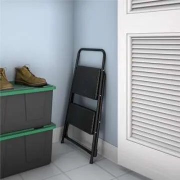 Cosco Lightweight Two Step House Step Stool for Easy Reaching and Cleaning - Non-Marring Leg Tips, Slip Resistant Steps, Stable Rear Leg Support