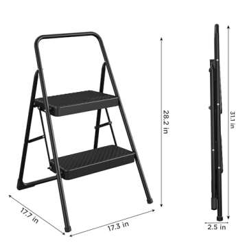 Cosco Lightweight Two Step House Step Stool for Easy Reaching and Cleaning - Non-Marring Leg Tips, Slip Resistant Steps, Stable Rear Leg Support