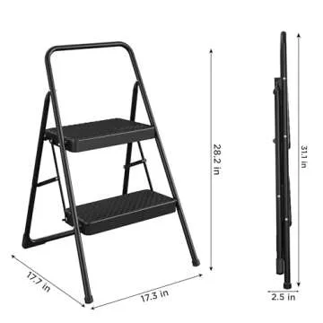 Cosco Lightweight Two Step House Step Stool for Easy Reaching and Cleaning - Non-Marring Leg Tips, Slip Resistant Steps, Stable Rear Leg Support