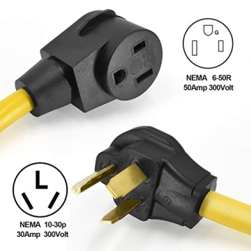 HZXVOGEN Heavy Duty Extension Cord Adapter 10-30P to 6-50R