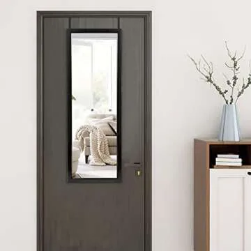 NeuType 43" x 16" Over The Door Mirror Full Length Mirror for Door Hanging Door Mirror Dressing Mirror Body Mirrors for Bathroom, Bedroom, Living Room Polystyrene Frame (Black)