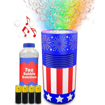 Move2Play USA Themed Bubble Blower | Bubble Machine | Bubble Toy Fireworks for Toddlers, Boys and Gi...