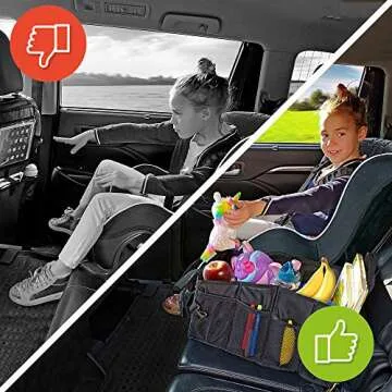 Kids Car Organizer with Cup Holder for Mess-Free Travel