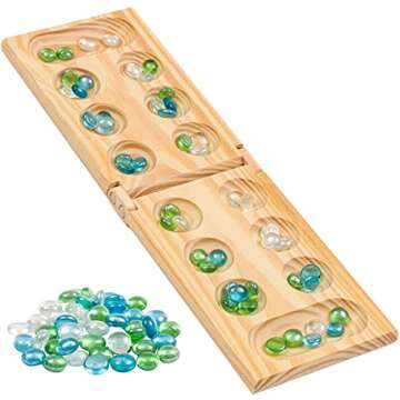 Regal Games Mancala Board Game - Fun Classic Table Game with Wooden Board for Adults & Kids - 48 Gla...