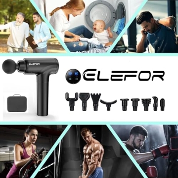 Massage Gun Deep Tissue,Percussion Massager Gun for Athletes Muscle Massage Gun for Pain Relief with 10 Massage Heads & 20 Speeds (Matte Black)