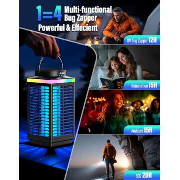 Rechargeable Bug Zapper Outdoor for Patios and Camping