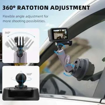 Flymile Powerful Suction Cup Car Mount for DJI Action 5 Pro 4 3 Pocket 3,Windshield Window Dashboard Quick-Release Holder for GoPro 13 12 11 10 9 8 Insta360 Ace Pro 2 iPhone Android Accessories