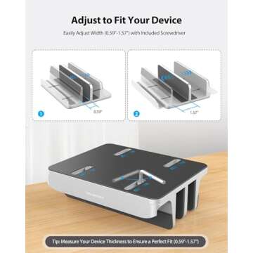 AboveTEK 3-Slot Vertical Laptop Stand - Aluminum Desk Holder