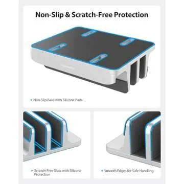 AboveTEK 3-Slot Vertical Laptop Stand - Aluminum Desk Holder