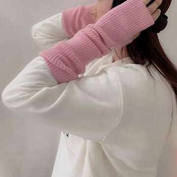 F Flammi Cashmere Blended Winter Fingerless Arm Warmers