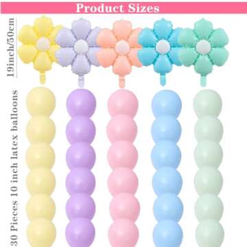 49 Pieces LET'S PAR TEA Balloons Decorations Girls Floral Tea Party Birthday Decor Flower Basket Butterfly Balloons Macaron colored Latex Balloons for Girls Birthday Baby Shower Bridal Party Supplies