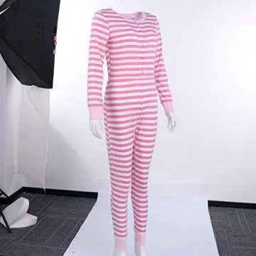 Women’s Striped One Piece Pajamas Valentine Jumpsuit