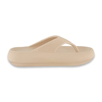 CUSHIONAIRE Women's Khaki Cloud Slides for Ultimate Comfort