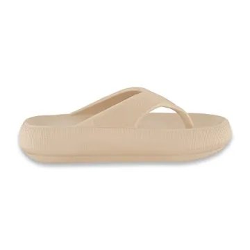 CUSHIONAIRE Women's Khaki Cloud Slides for Ultimate Comfort