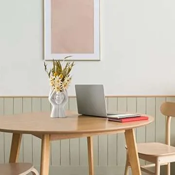 FJS Ceramic Face Vases, White Flower Vases for Decor, Modern Decorative Vase Centerpiece for Table Shelf Living Room Office Bedroom