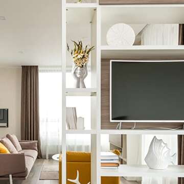 FJS Ceramic Face Vases, White Flower Vases for Decor, Modern Decorative Vase Centerpiece for Table Shelf Living Room Office Bedroom