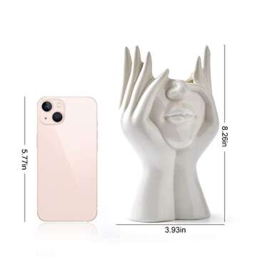 FJS Ceramic Face Vases, White Flower Vases for Decor, Modern Decorative Vase Centerpiece for Table Shelf Living Room Office Bedroom