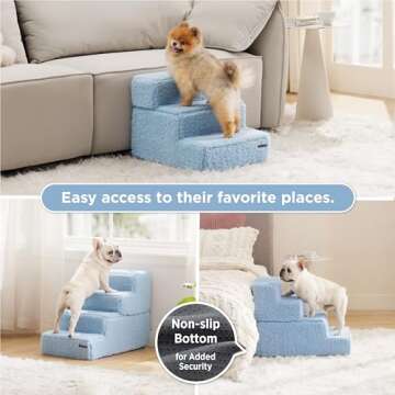 Lesure Dog Stairs for Small Dogs and Cats Foldable Pet Steps for High Beds and Couch with CertiPUR-U...