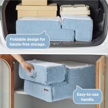 Lesure Dog Stairs for Small Dogs and Cats Foldable Pet Steps for High Beds and Couch with CertiPUR-US Certified Foam and Non-Slip Bottom, Blue, 3 Steps