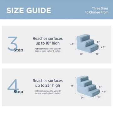 Lesure Dog Stairs for Small Dogs and Cats Foldable Pet Steps for High Beds and Couch with CertiPUR-US Certified Foam and Non-Slip Bottom, Blue, 3 Steps