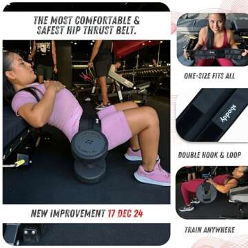 Sboddy Hip Thrust Belt For Dumbbells Heavy, Kettlebells, Plates, Hip Thrust Band for Women/Men, Doub...