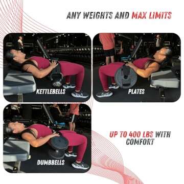 Sboddy Hip Thrust Belt For Dumbbells Heavy, Kettlebells, Plates, Hip Thrust Band for Women/Men, Double Hook & Loop Booty Builder, Glute Workout Equipment for All Shapes, Use at Home/Gym