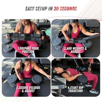 Sboddy Hip Thrust Belt For Dumbbells Heavy, Kettlebells, Plates, Hip Thrust Band for Women/Men, Double Hook & Loop Booty Builder, Glute Workout Equipment for All Shapes, Use at Home/Gym