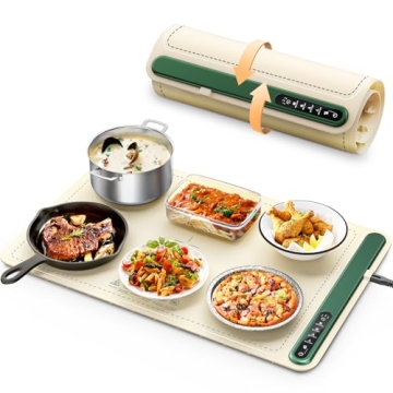 Warming Mat for Food: Portable Fast Even Heating Thickened Silicone Food Warmers for Parties, Roll U...