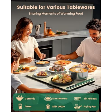 Warming Mat for Food: Portable Fast Even Heating Thickened Silicone Food Warmers for Parties, Roll Up Electric Warming Tray Hot Plate Versatile for Home Buffet Travel