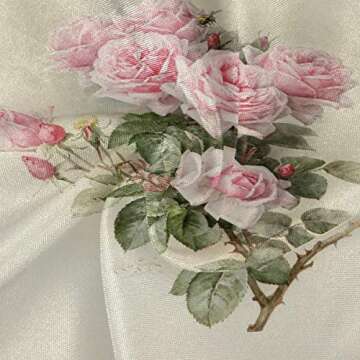 OREZI Round Table Cloths for Home Kitchen Restaurat Decor,Vintage Shabby Chic Pink Rose Floral Table...