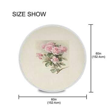 OREZI Round Table Cloths for Home Kitchen Restaurat Decor,Vintage Shabby Chic Pink Rose Floral Tablecloth Washable Tablecover for Indoor Outdoor Kithchen Party Picnic