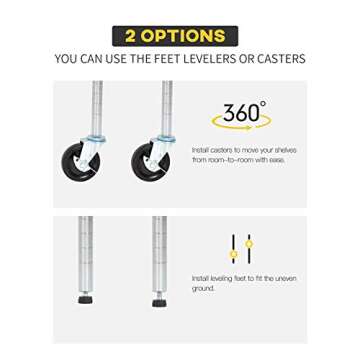 BestOffice 18x48x72 Storage Shelves Commercial Heavy Duty Metal Shelves Garage Organizer Wire Rack Shelving Storage Unit Shelf Adjustable Utility 6000 LBS Capacity,Chrome