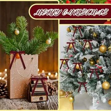 30 Pcs Christmas Velvet Wreath Bow, 5 x 7 Inch Vintage Velvet Ribbon Bows Rustic Crafts Gift Bows for Indoor Outdoor Wreaths Garland Holiday Xmas Tree Wrapping Crafts (Burgundy Red, Width of 5/8")