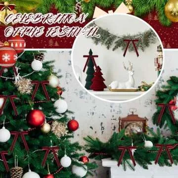 30 Pcs Christmas Velvet Wreath Bow, 5 x 7 Inch Vintage Velvet Ribbon Bows Rustic Crafts Gift Bows for Indoor Outdoor Wreaths Garland Holiday Xmas Tree Wrapping Crafts (Burgundy Red, Width of 5/8")