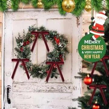 30 Pcs Christmas Velvet Wreath Bow, 5 x 7 Inch Vintage Velvet Ribbon Bows Rustic Crafts Gift Bows for Indoor Outdoor Wreaths Garland Holiday Xmas Tree Wrapping Crafts (Burgundy Red, Width of 5/8")