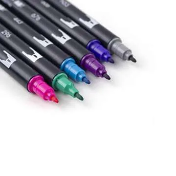 Tombow 56212 Dual Brush Pen Art Markers, Galaxy, 6-Pack. Blendable, Brush and Fine Tip Markers