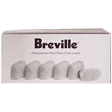 Breville Charcoal Filters Espresso Machines BES878, BES870 and BES840, 6 Count (Pack of 1), White