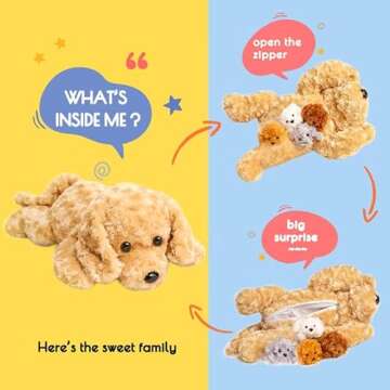 5 Pieces Dog Stuffed Animals for Girls,1 Mommy Dog with 4 Babies,Puppy Stuffed Animals Gifts for Gir...