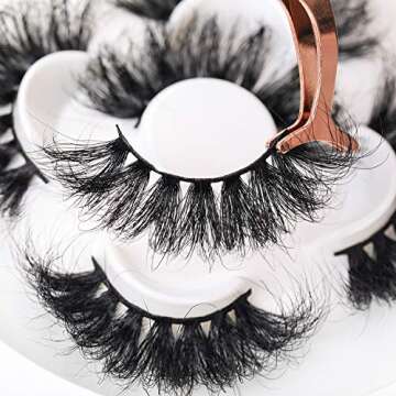 Lethot 25mm Mink Lashes 3D Mink Hair False Eyelashes High Volume Handmade Eye Makeup Tools Fluffy Lashes Pack 09 (LT09)