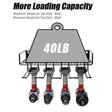 WellMall Heavy Duty Tool Organizer, 16"W x 7.48"H x 5.51"D, 4 Wall Mount Anchors, 3.95" Between Slot...