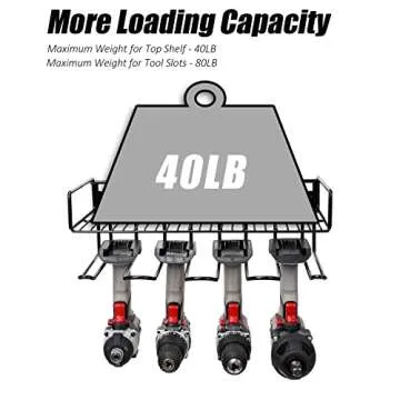 WellMall Heavy Duty Tool Organizer, 16"W x 7.48"H x 5.51"D, 4 Wall Mount Anchors, 3.95" Between Slot...