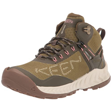 KEEN Women's NXIS Evo Mid Height Waterproof Fast Packing Hiking Boots - Olive Drab/Silver Birch, Siz...
