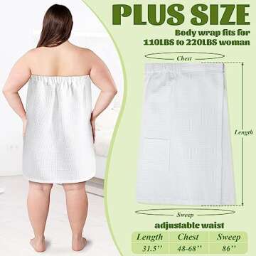 Hercicy 2 Pcs Spa Wraps for Women Waffle Robes Bath Wraps for Shower Lightweight Towel Wraps Spa Robe with Adjustable Closure