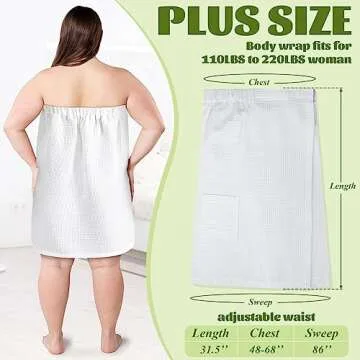 Hercicy 2 Pcs Spa Wraps for Women Waffle Robes Bath Wraps for Shower Lightweight Towel Wraps Spa Robe with Adjustable Closure