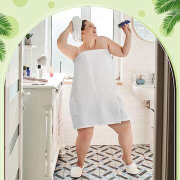 Hercicy 2 Pcs Spa Wraps for Women Waffle Robes Bath Wraps for Shower Lightweight Towel Wraps Spa Robe with Adjustable Closure