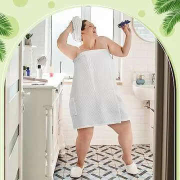 Hercicy 2 Pcs Spa Wraps for Women Waffle Robes Bath Wraps for Shower Lightweight Towel Wraps Spa Robe with Adjustable Closure