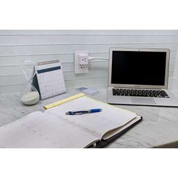 GE 3-Outlet Extender, Grounded Wall Tap, Adapter Spaced, 3-Prong, Multiple Plug, Power Splitter, Cruise Essentials, Use for Home Office School Dorm, UL Listed, White, 58368