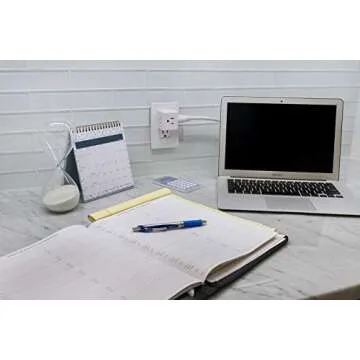 GE 3-Outlet Extender, Grounded Wall Tap, Adapter Spaced, 3-Prong, Multiple Plug, Power Splitter, Cruise Essentials, Use for Home Office School Dorm, UL Listed, White, 58368