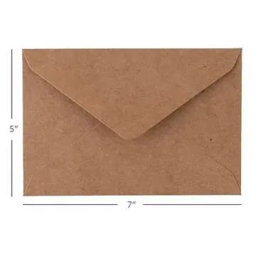 5" x 7" Kraft Envelopes 100 Pack Brown Envelopes for Wedding, Graduation, Baby Shower, Greeting Card (Kraft Envelopes)