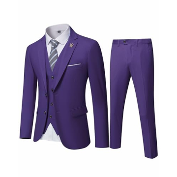 MY'S Men's 3 Piece Slim Fit Suit Set, Elegant Blazer, Vest, Pants, and Tie - Perfect for Weddings an...